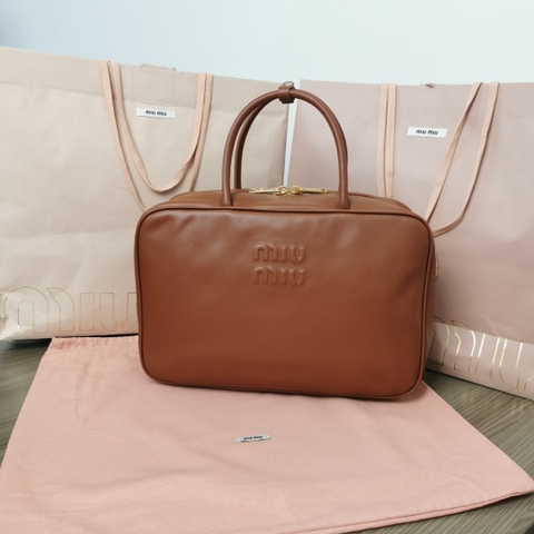 Miu Miu 5BB117 Leather Beau bag cognac M1