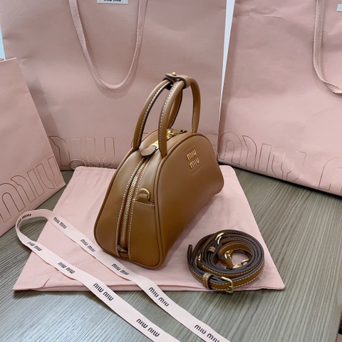 Miu Miu 5BB157 Schwarz Henkeltasche Aus Leder caramel M1