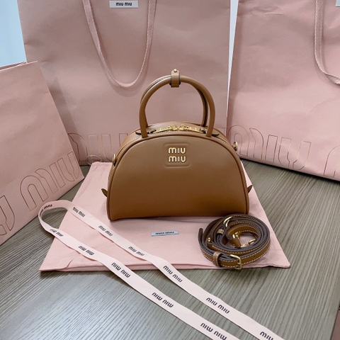 Miu Miu 5BB157 Schwarz Henkeltasche Aus Leder caramel M1