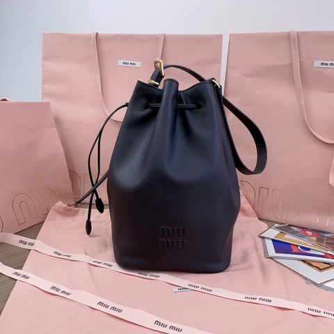 Miu Miu leather bucket bag black 5BE089_2CRM_F0002_V_OOO M1
