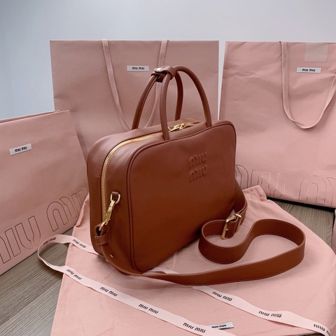 Miu Miu Leather Beau bag cognac 5BB117_2DDJ_F0046_V_TOO M1
