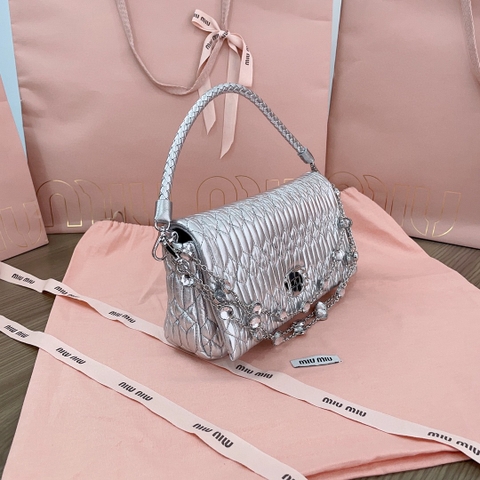 Miu Miu 5BD417 silver leather shoulder bag M1