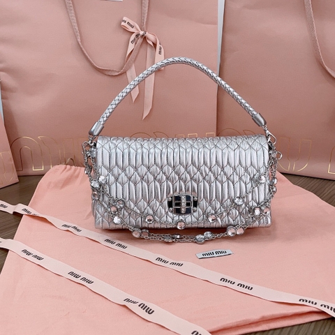 Miu Miu 5BD417 silver leather shoulder bag M1