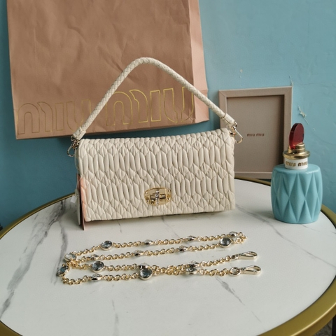 Miu Miu 5BD417 white leather shoulder bag M1