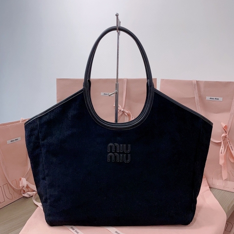 Miu Miu IVY corduroy bag 5BG276 black M1