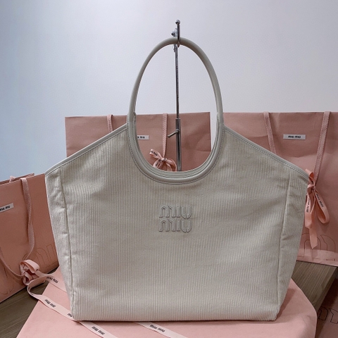 Miu Miu IVY corduroy bag 5BG276 white M1