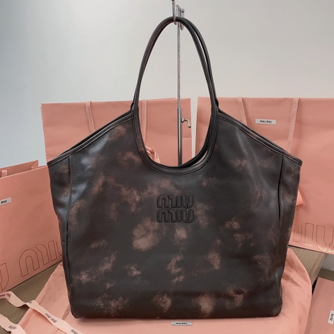 Miu Miu IVY leather tote bag 5BG276 sand/coffee M1