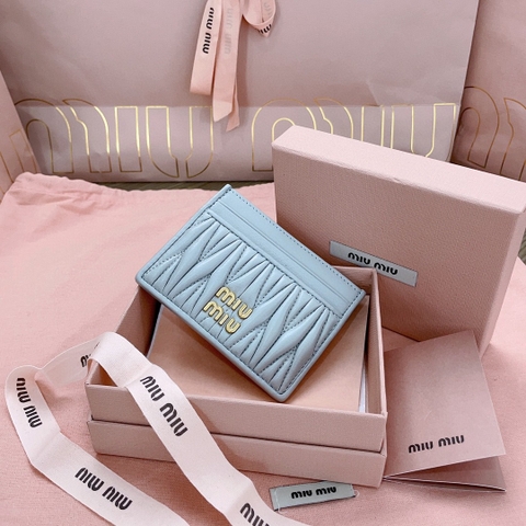 Miu Miu Matelassé nappa leather card holder 5MC076_2FPP_F0591 cornflower M1.