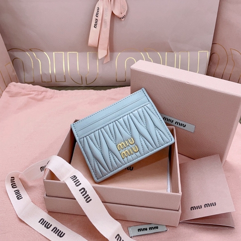 Miu Miu Matelassé nappa leather card holder 5MC076_2FPP_F0591 cornflower M1.