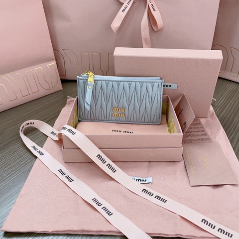 Miu Miu Matelassé nappa leather envelope wallet 5MB006 cornflower M1