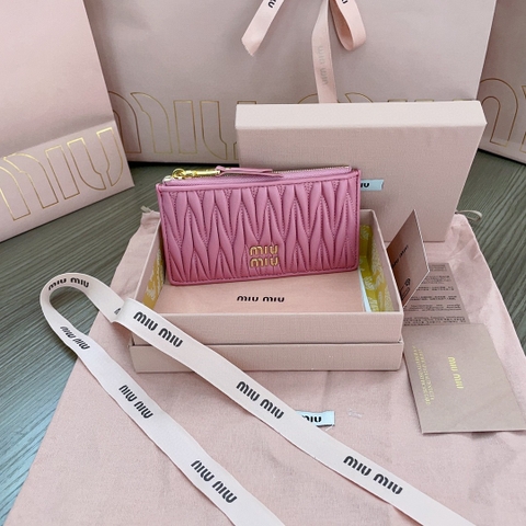 Miu Miu Matelassé nappa leather envelope wallet 5MB006 pink M1