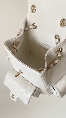 Chanel Duma backpack mini white leather