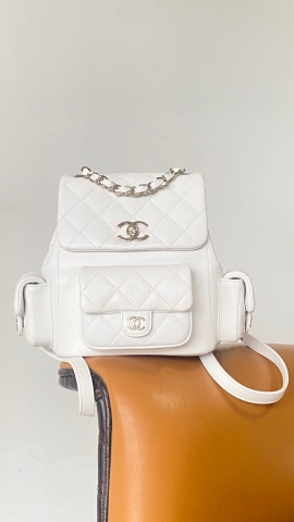 Chanel Duma backpack mini white leather
