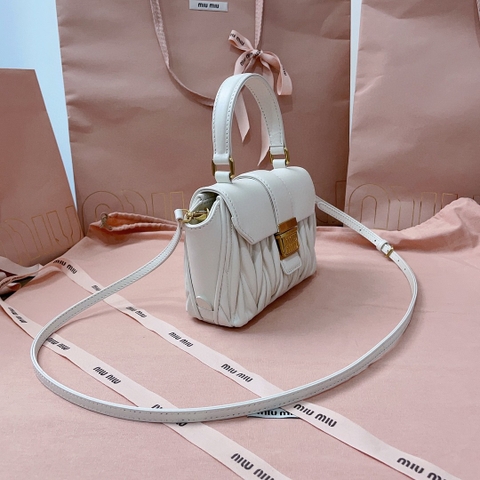 Miu Miu white matelassé nappa leather 5BP083