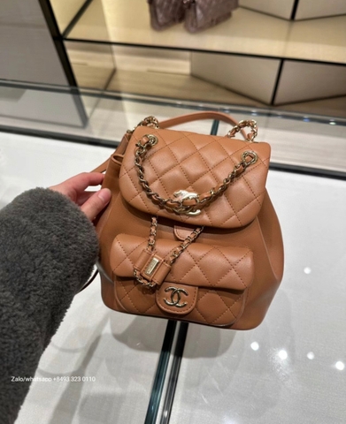 CHANEL Small Duma BACKPACK Lambskin Gold-Tone Metal beige