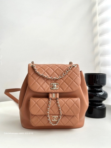 CHANEL Duma BACKPACK Lambskin Gold-Tone Metal beige