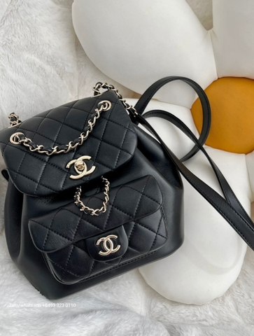 CHANEL Duma BACKPACK Lambskin Gold-Tone Metal Black