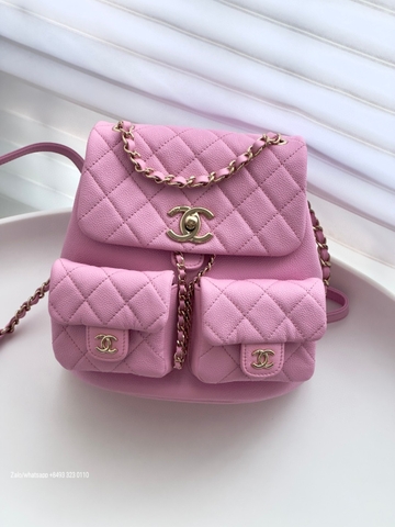 CHANEL BACKPACK Grained Calfskin & Gold-Tone Metal Pink AS3787