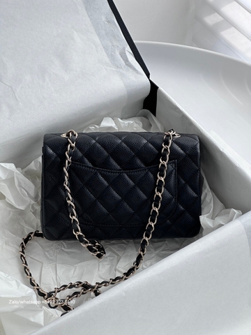 CHANEL MINI CLASSIC HANDBAG GRAINED CALFSKIN & Gold-Tone Metal Black