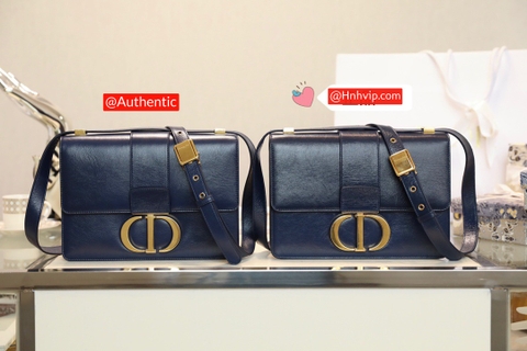 DIOR Indigo blBlue 30 Montaigne Shiny Crinkled Lambskin Flap Bag