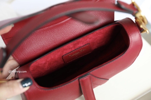 Mini DIOR SADDLE BAG Cherry Red Grained Calfskin