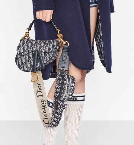 DIOR MINI SADDLE BAG Blue Dior Oblique Jacquard