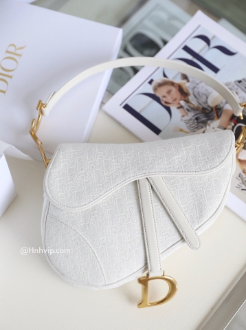 DIOR SADDLE BAG White Dior Oblique Jacquard