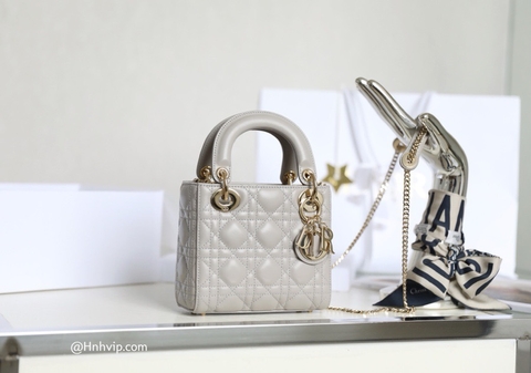 MINI LADY DIOR BAG Gray Cannage Lambskin