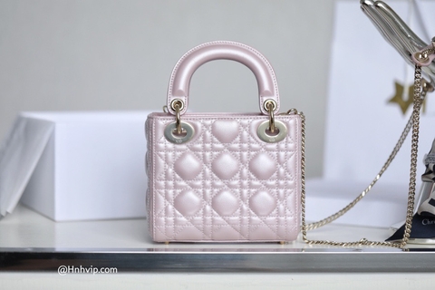 MINI LADY DIOR BAG Lotus-Colored Beaded Cannage Lambskin