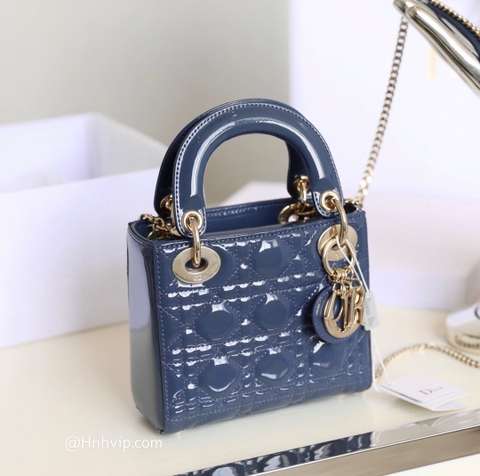 MINI LADY DIOR BAG Cloud Blue Patent Cannage Calfskin