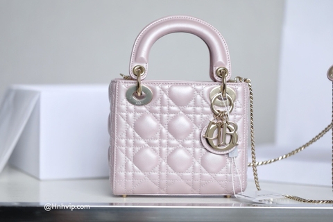 MINI LADY DIOR BAG Lotus-Colored Beaded Cannage Lambskin