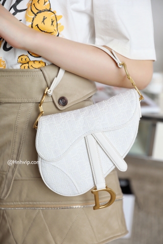DIOR Mini SADDLE BAG White Dior Oblique Jacquard