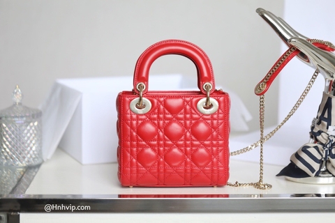 MINI LADY DIOR BAG Cloud Red Cannage Lambskin