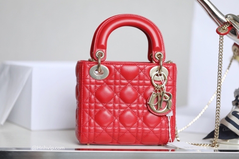 MINI LADY DIOR BAG Cloud Red Cannage Lambskin