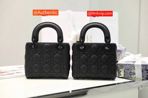 MINI LADY DIOR BAG Black Ultramatte Cannage Calfskin