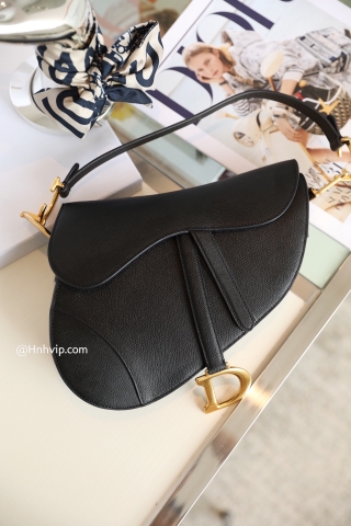DIOR SADDLE BAG Black Grained Calfskin