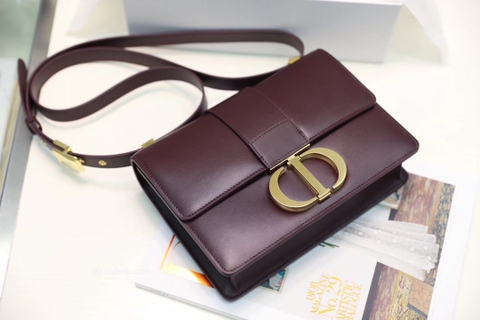 DIOR 30 MONTAIGNE BAG Burgundy Box Calfskin