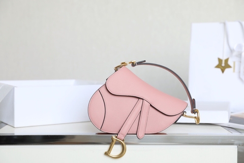 DIOR Mini SADDLE BAG Pink Grained Calfskin