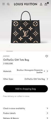 Louis Vuitton M45945 OnTheGo GM Tote Bag