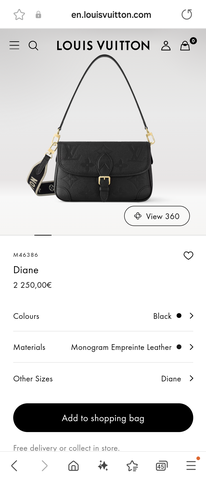 Louis vuitton M46386 Diane black LV1