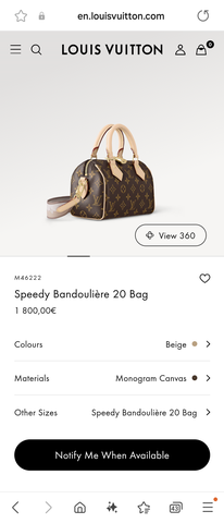 Louis Vuitton M46222 Speedy Bandoulière 20 Bag