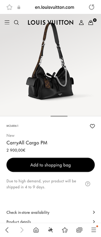 Louis Vuitton M24861 New CarryAll Cargo PM