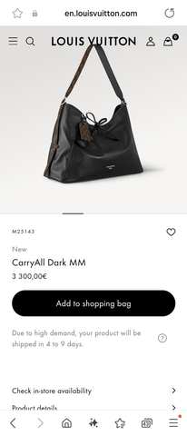 Louis Vuitton M25143 New CarryAll Dark MM