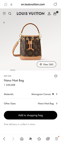 Louis Vuitton M81266Nano Noé Bag