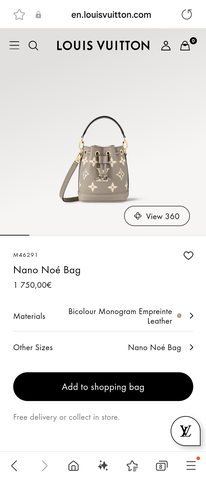 Louis Vuitton M46291 Nano Noé Bag