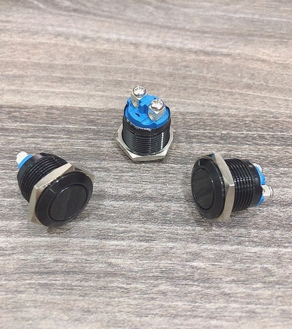 Công tắc 16mm kim loại vỏ đen chân bắt vít