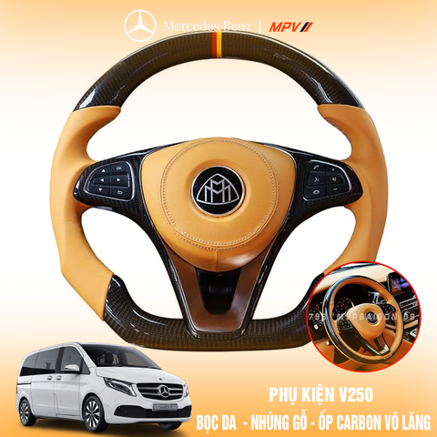 Bọc da vô lăng, nhúng gỗ vô lăng, ốp carbon vô lăng Benz V250