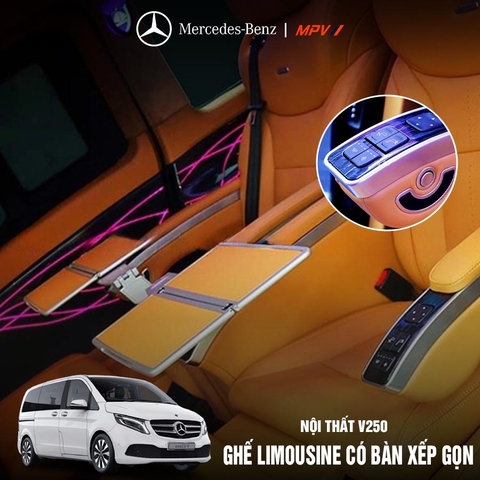 Ghế limousine có bàn xếp gọn lắp đặt Benz V250