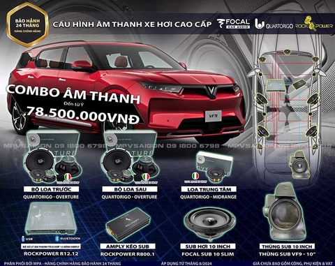 Nâng cấp âm thanh cho Vinfast VF9 với hệ thống Quartorigo nhập khẩu Ý