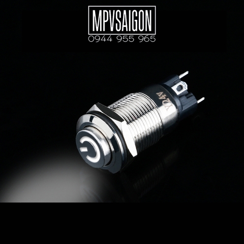 Công tắc kim loại 12mm LED hình nguồn 12V 24V nhấn nhả